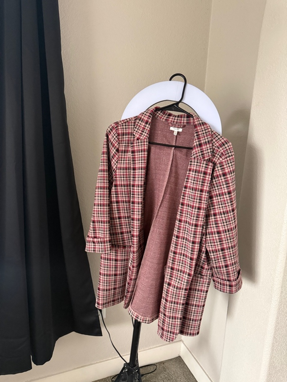 Maurices Red Plaid Open-Front Blazer